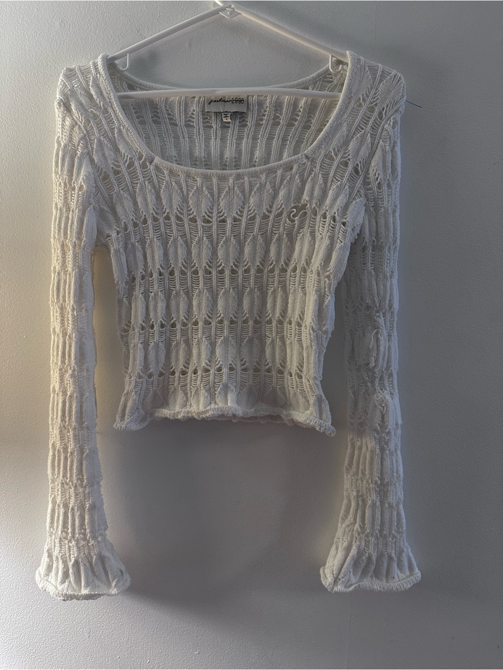 Freshman White Openwork Knit Pullover